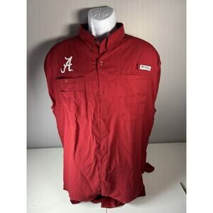 Columbia PFG Alabama Crimson Tide Shirt XXL Red Vented Fishing Button Up